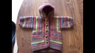 DIY  tricoter un gilet bebe à capuche  surprise jacket bebe 3 mois [upl. by Johny]