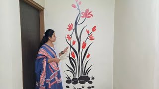 Flower Wall PaintingWall Painting Design IdeaPainting Flower Design flowerpainting wallpainting [upl. by Lux266]