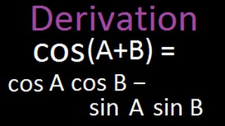 Trigonometry  proof  cos A  B  cos A cos B  sin A sin B  Derivation [upl. by Eupheemia]