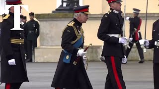 King Charles inspects Sovereigns Parade in Sandhurst [upl. by Bueschel27]