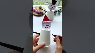 Use disposable cups to make a moving snowman Snowman Childrens handmade snowman Paper cup ha [upl. by Silliw]