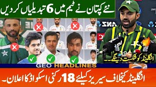 New Captain Made 6 Changes in Pakistan Team Vs England 2024  PAK Vs ENG Test Series 2024 [upl. by Solley736]