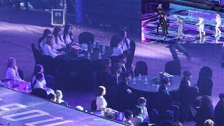 IDOLS Reaction to BTS  FAKE LOVE 방탄소년단 무대보는 트와이스워너원아이즈원여자친구 4K 직캠 by 비몽 [upl. by Monteria]