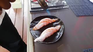 How to make Nigiri Sushi Salmon toro Aburi Hand sushi [upl. by Leahcimnhoj775]