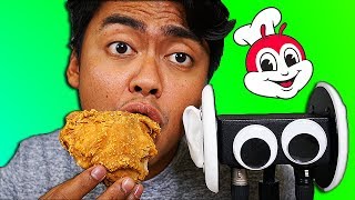 I Tried ASMR Mukbang Eating Jollibee CHICKEN [upl. by Yerffoj]