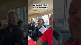 Police butterburger eating contest🤣🇺🇸linestepperchallenge funny culvers butterburger police [upl. by Leahcar]