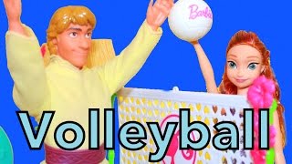 Frozen Anna amp Kristoff Barbie Sisters Tiki Hut Volleyball Game [upl. by Lyndell941]