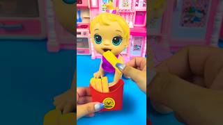 Satisfying With Unboxing Miniature Baby Set Toys Kitchen Eating French Fries ASMR Videos shorts [upl. by Dorsman]