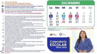 CALENDARIO ESCOLAR 20242025  DICIEMBRE 2024Ministerio del Poder Popular para la Educación MPPE [upl. by Lombardy369]