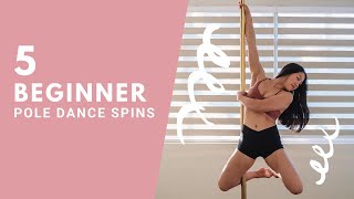 5 BEGINNER POLE DANCE MOVES  Easy step by step pole dancing tutorial for beginners [upl. by Legim]