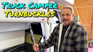 Truck Camper Turnbuckles  HappiJac QwikLoads amp TorkLift FastGuns  ReEdited [upl. by Attenad]