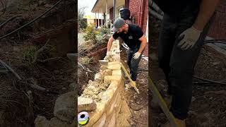 The final touches on a Sandstone Wall stonewalling canbera landscaping [upl. by Attenaz903]