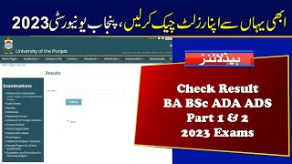 Check Result of BA BSc ADA ADS 2023 Exams  Punjab University Result 2023 [upl. by Pattison]