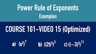 COURSE 101  VIDEO 15  Optimized Power Rule of Exponents [upl. by Saitam]