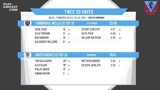 Tunbridge Wells CC 1st XI v Hayes Kent CC 1st XI [upl. by Hayyikaz817]