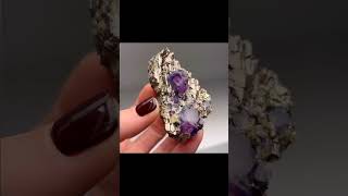 Purple Fluorite with Elestial Arsenopyrite crystals minerals trendingnow viralvideo shorts 😍 [upl. by Mcguire]