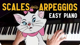 Scales and arpeggios The Aristocats  Easy piano cover  Free piano sheet [upl. by Som]