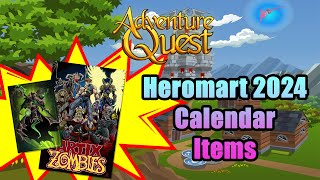 AQ  Adventure Quest  Battleon  Heromart 2024 Calendar Items Chrono ShadowSlayer Weapon amp Shield [upl. by Dilaw]