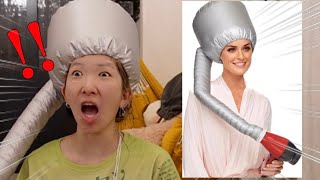 【検証】一瞬で髪の毛が乾くと噂のドライヤーヘアキャップ試してみたら取り返しのつかない事になった…【悲劇】 [upl. by Terpstra16]