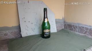 680fps  Airsoft vs Champagne Bottle plastic vs steel bb [upl. by Leahcimrej]