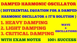 DAMPED HARMONIC OSCILLATOR  HIGHLY DAMPED CRITICALLY DAMPED LIGHTLY DAMPED  WITH EXAM NOTES [upl. by Adnilec]