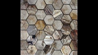 TOP Pebble Tile  2” Hexagon Petrified Wood Fossil Stone Mosaics  wwwtoppebbletilecom [upl. by Elsy]