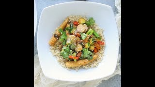 Easy Vegetarian StirFry Recipe with Brown Jasmine Rice  The Inspired Home [upl. by Bullough]