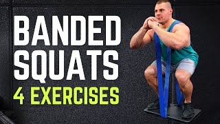 Resistance Band Squat 2024  4 Squat Exercises with Bands [upl. by Eellek]