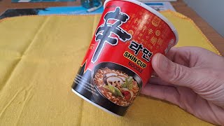 Nongshim Shin Cup Noodle Spicy Flavour I Taste What Its Like WebbWatch [upl. by Enelad]