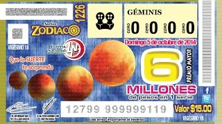 Sorteo Zodiaco No 1226 del 5 de Octubre de 2014 [upl. by Eimile252]