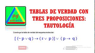 Tablas de verdad con 3 proposiciones  tablas de verdad lógica proposicional  tautologia tabla [upl. by Nhoj]