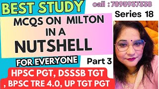 Mcqs On Milton in a Nutshell Part 3 Series 18 I HPSC PGT I DSSSB TGT I UP TGT PGT I BPSC [upl. by Nauqad]