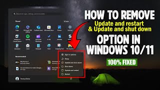 Remove Update And Shut down or Update and Restart Option in Windows 1110 ✅ How To Disable Updates [upl. by Ellehsor]