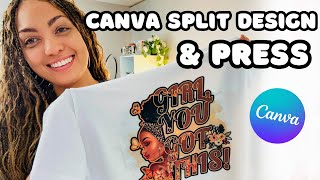 CANVA SPLIT DESIGN  SUBLIMATE  LETS BLING A SHIRT TOO [upl. by Llyrat]