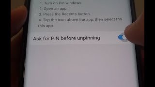 Samsung Galaxy S9 How to Enable  Disable Ask For PIN Before Unpinning [upl. by Eblehs164]