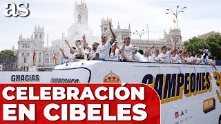 FIESTA COMPLETA CIBELES REAL MADRID CAMPEÓN LIGA  Show ANCEELOTTI BELLINGHAM VINICIUS [upl. by Yttig647]