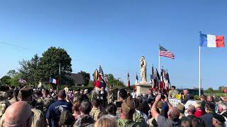 Ceremony for 101st Airborne Pathfinders  US National Anthem  Saint Germain de Vareville 80thDDAY [upl. by Joane432]