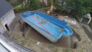 Fiberglass pool install timelapse part 1 [upl. by Burner]