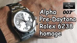 Alpha PreDaytona homage Rolex 6238 chronograph  Review [upl. by Livia]