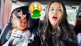 Getting CARSICK AND THROWING UP  Family Road Trip [upl. by Eigna]