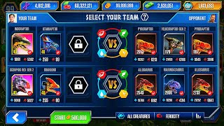 MORE TEETH INDORAPTOR VS SCORPIOS REX GEN 2  JURASSIC WORLD THE GAME [upl. by Yc]