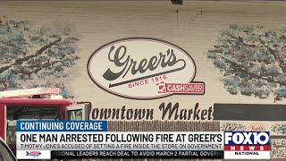 1 in custody after fire appeared to be intentionally started at Greer’s Market on Government Stre [upl. by Helge]