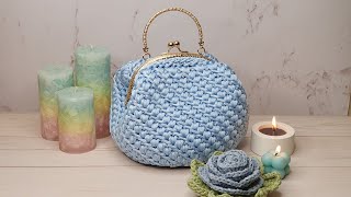 Crochet Bag With Hidden Clasp Frame 🌱🥰 [upl. by Lavud]