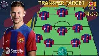 Transfer target 🎯 Barcelona potential lineup next season with joshua kimmich 433 formation 🔵🔴 [upl. by Trumann]