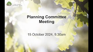 Planning Committee Meeting 15 October 2024 [upl. by Elrak]