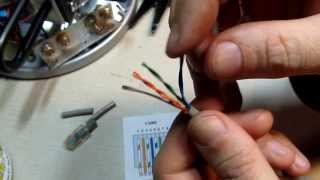 124 How to install an RJ45 connector on a CAT5 Ethernet network Patch Cable  DIY Repair [upl. by Hplodnar]