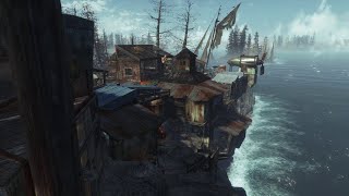 FALLOUT 4  settlement build no mods the boardwalk  longfellows cabin [upl. by Naired]