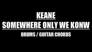 Keane  Somewhere Only We Know Drums Guitar Chords amp Lyrics [upl. by Akemhs]