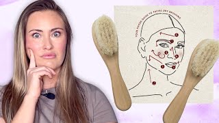 HOW TO DRY BRUSH TUTORIAL  DRY BRUSHING FACE amp LYMPHATIC DRAINAGE [upl. by Nortna192]