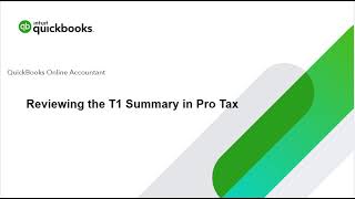 The T1 Summary in Pro Tax [upl. by Apgar]